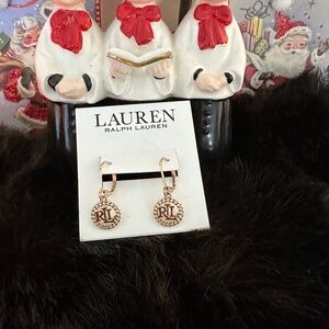 LAUREN RALPH LAUREN SIGNATURE 14K PLT GOLD EARRINGS. NEW